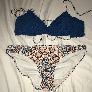 Target crochet swim top / patterned ruched bottom